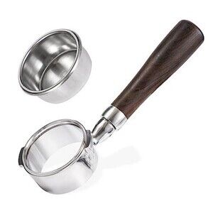 58mm Bottomless Portafilter Dble Shot Filter Basket Wood Handle Coffee Espresso
